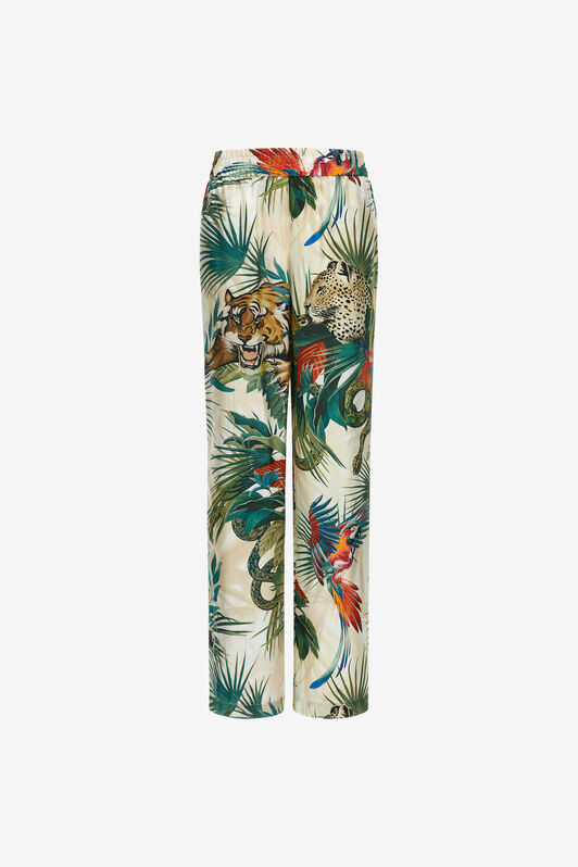 RC Jungle Print Silk Trousers Green SKT210-4QI88