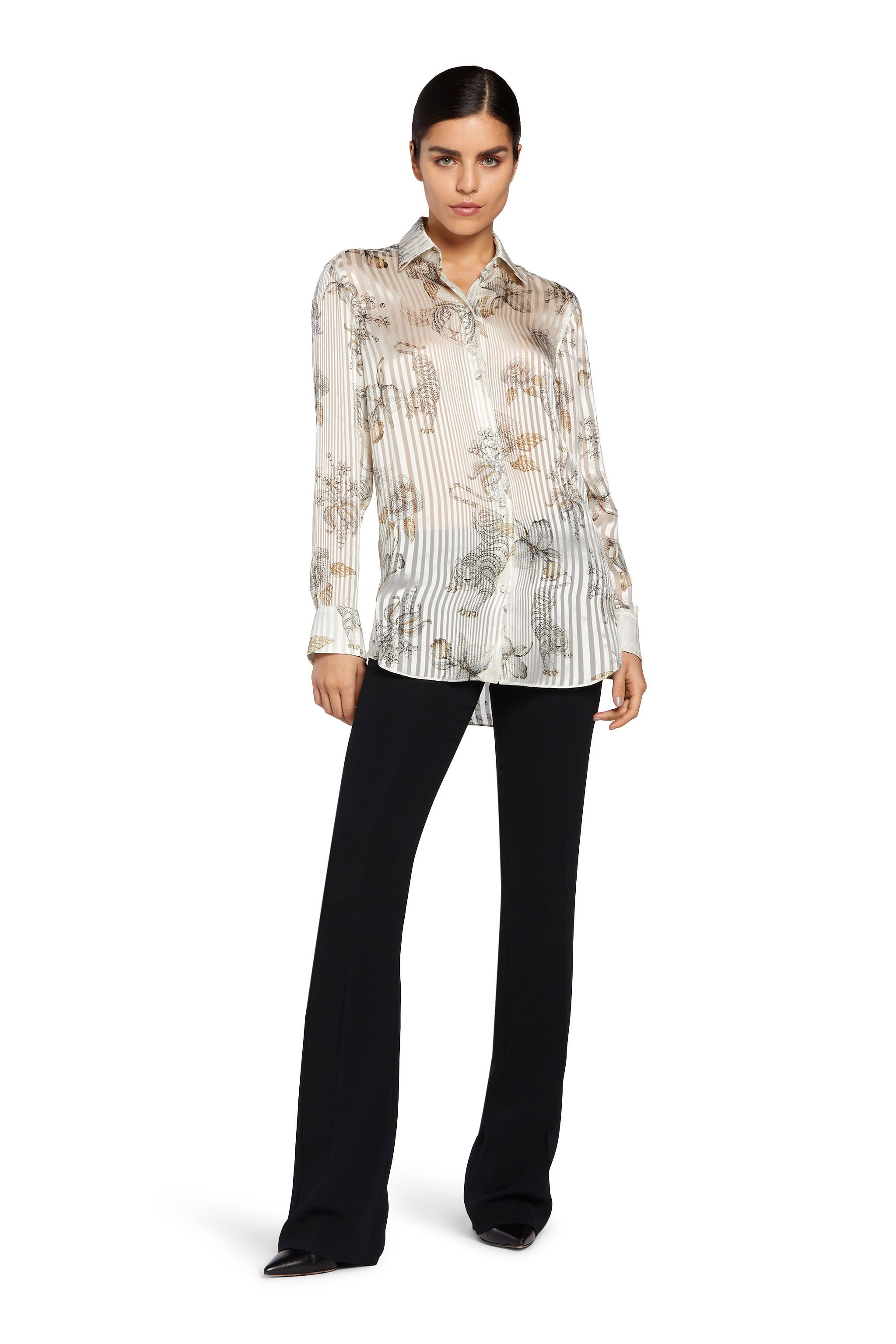 RC Seidenbluse mit Diamond Brooches Print Weiß MQT705-1TB04