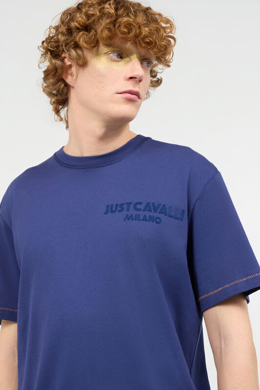 JC Camiseta Con Monograma JC Y Costuras En Contraste Azul oscuro UFT037-UF057