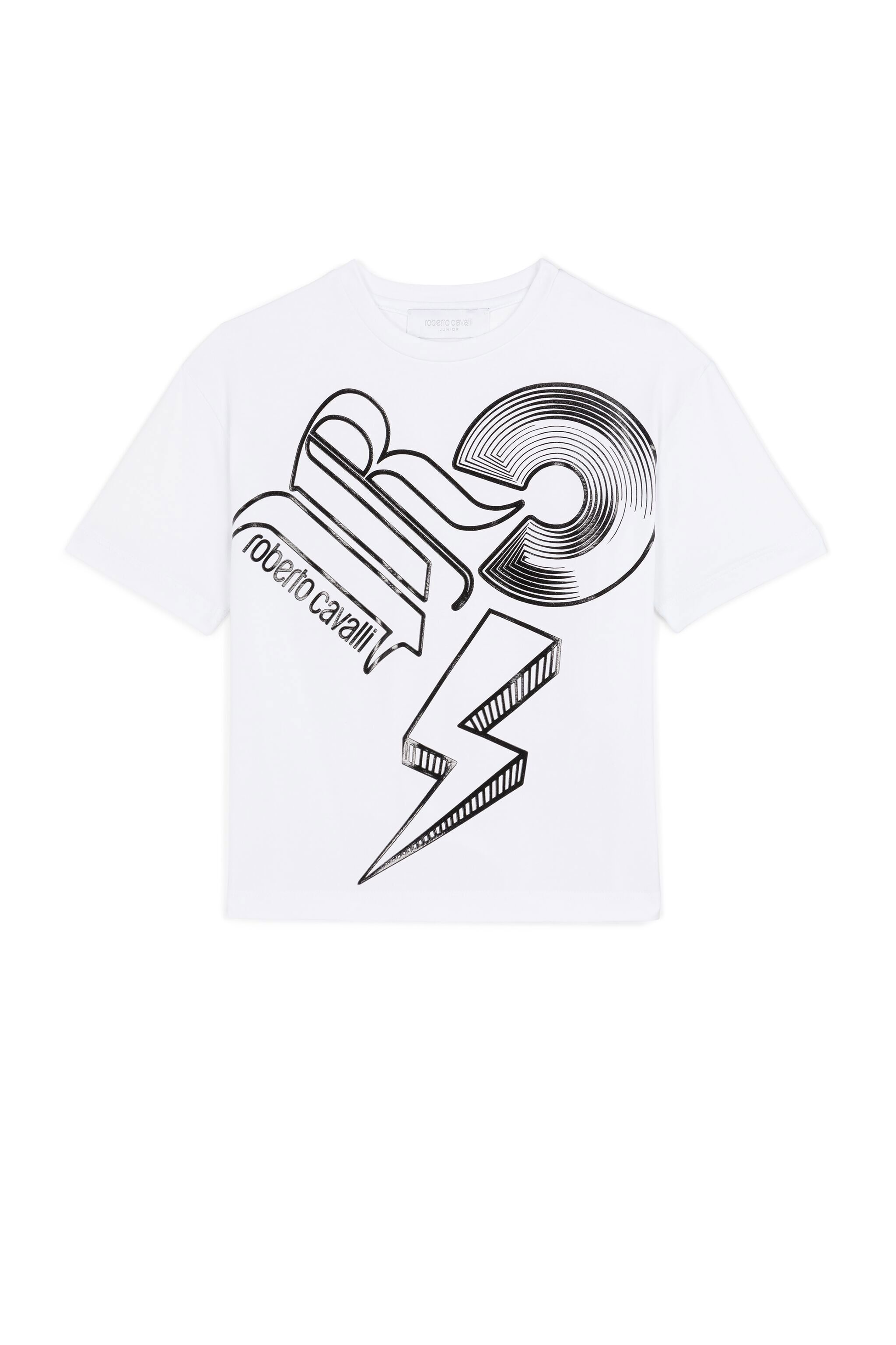 JU Abstract Record-Print T-Shirt WHITE/BLACK MJT685-JV025