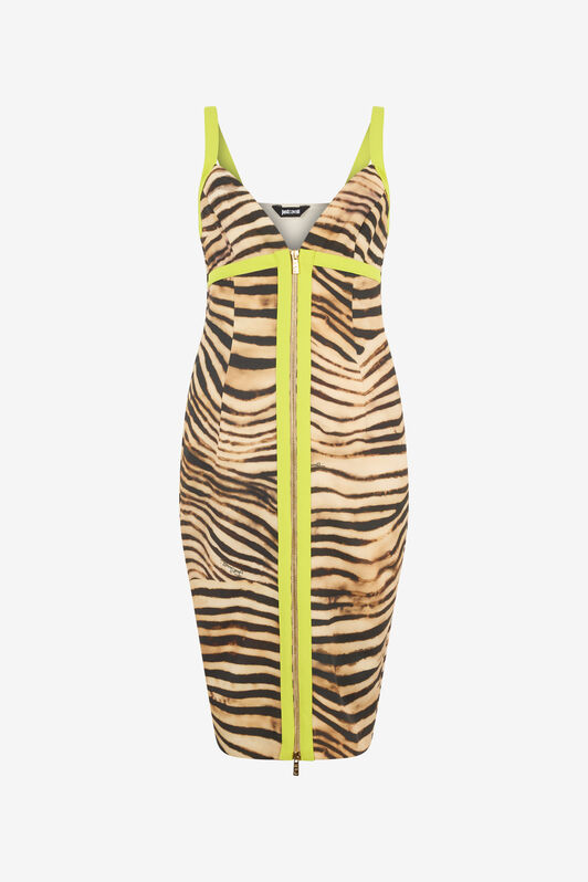 JC Short Dress With Tiger Skin Print Light Brown UFT179-UF245