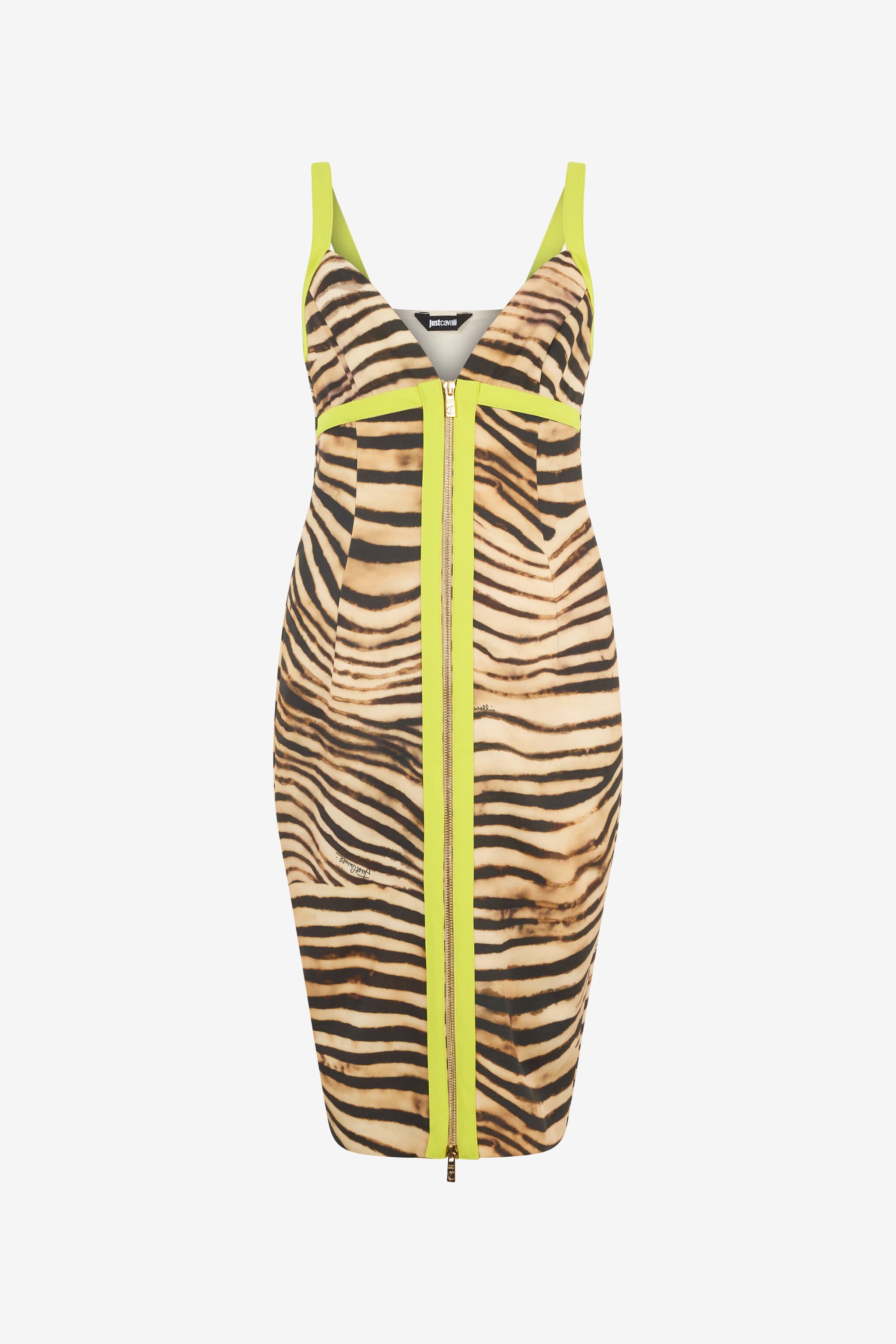 JC Short Dress With Tiger Skin Print Light Brown UFT179-UF245