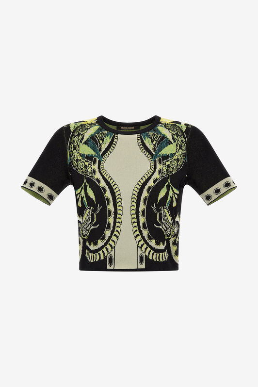 RC Lemon print knit crop top Black SKM611-MI150