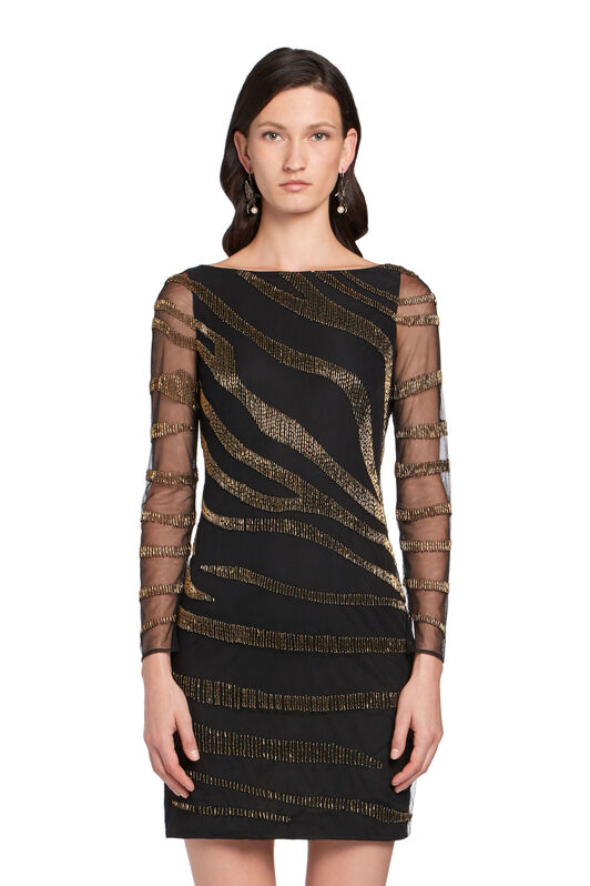 RC Robe à motif Zebra noir et doré RC Robe à motif Zebra noir et doré Noir/Or HQR197-RT020