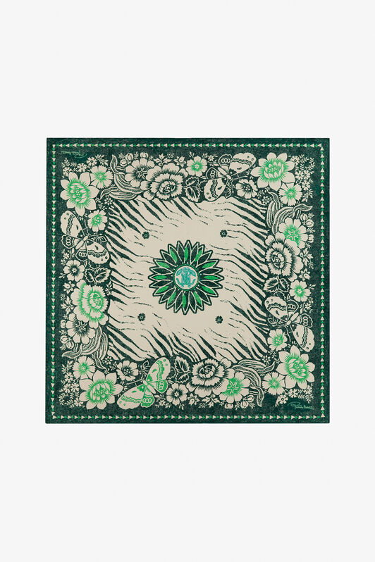 RC Scarf with Zebra Pattern and Mirror Snake Monogram Green TALR54-IR071