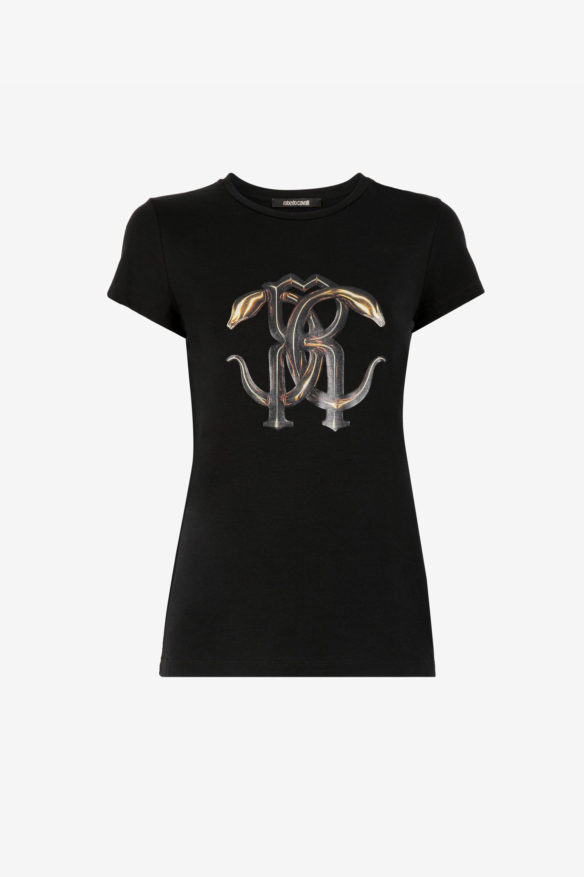 RC Mirror Snake-Print Cotton T-Shirt Black/Gold RKT60D-JD061