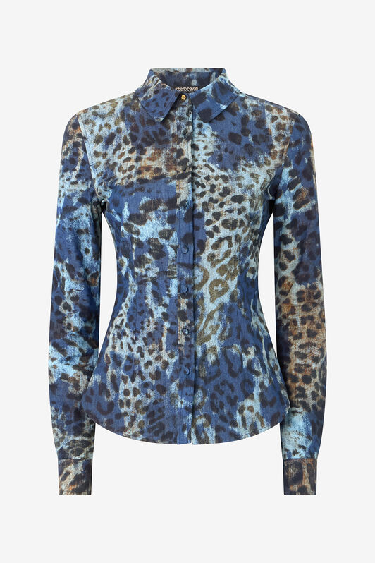 RC Cotton Shirt with Jaguar Skin Print RC Cotton Shirt with Jaguar Skin Print BLU/CELESTE/MARRONE VKJ720-VT010