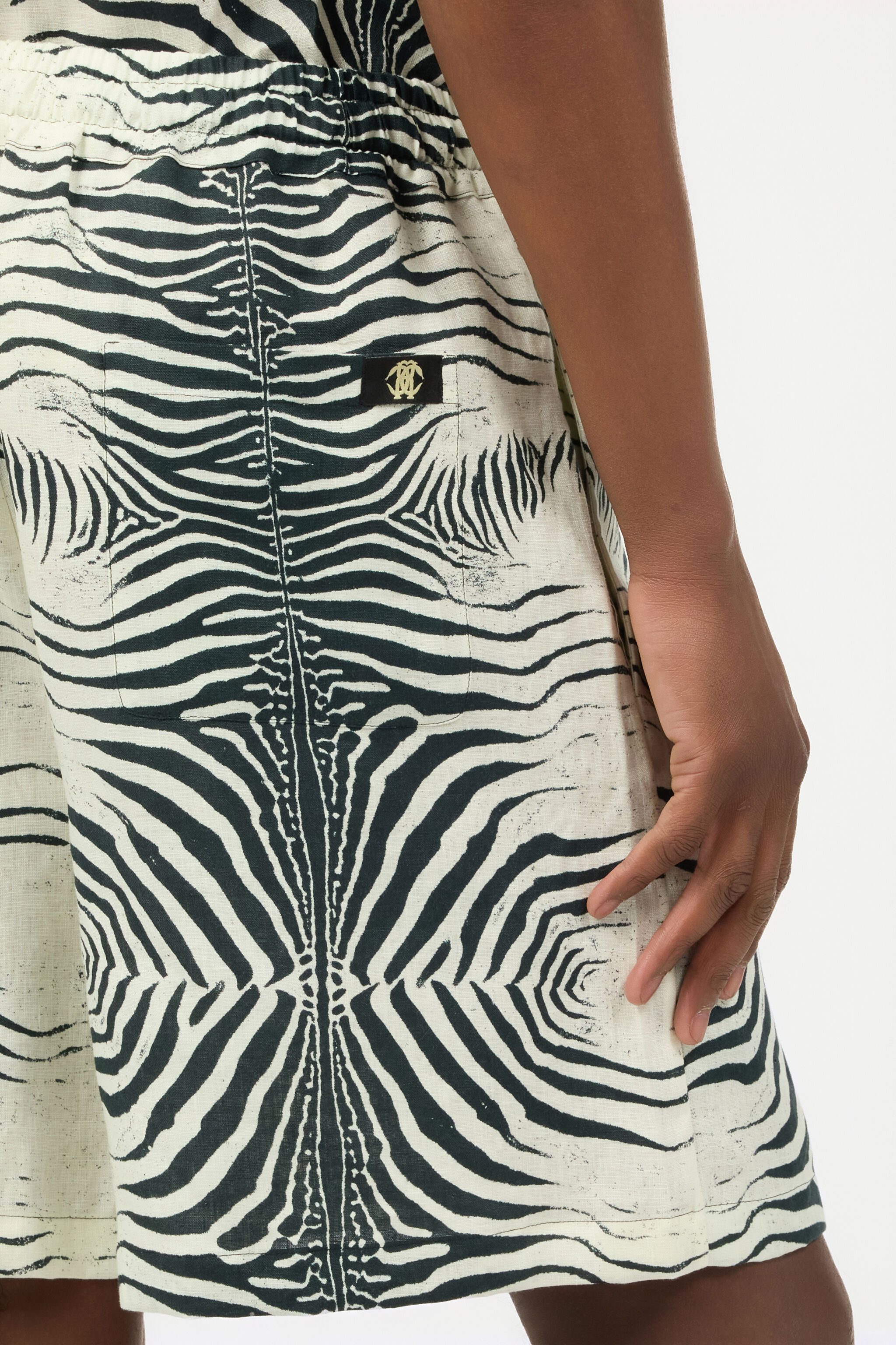 RC Bermudas De Lino Con Estampado Mini Zebra Negro/Blanco URT271-3HN49
