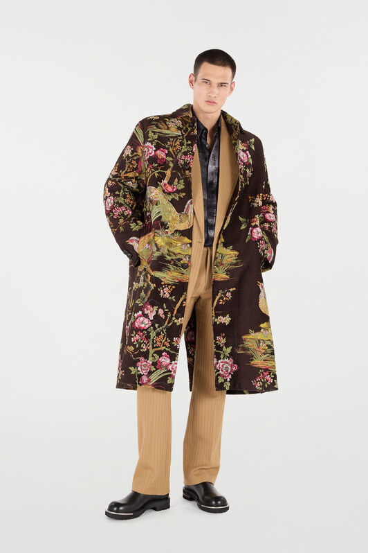 RC Cappotto In Misto Lana Con Paesaggio Naturale Marrone VRT520-FY103
