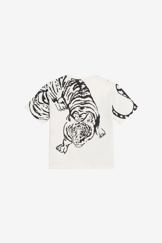 JC Weißes T-Shirt Mit Tiger-Print und Logo CLOUD DANCER WFT61D-5B006