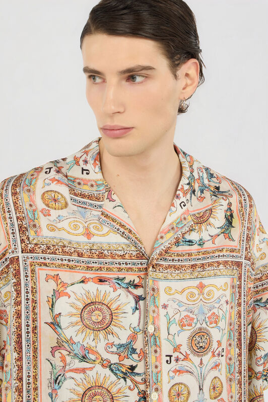 JC Camicia Stampa Persian Tarot 744 BEIGE + 217 AZZU WFM005-WF153