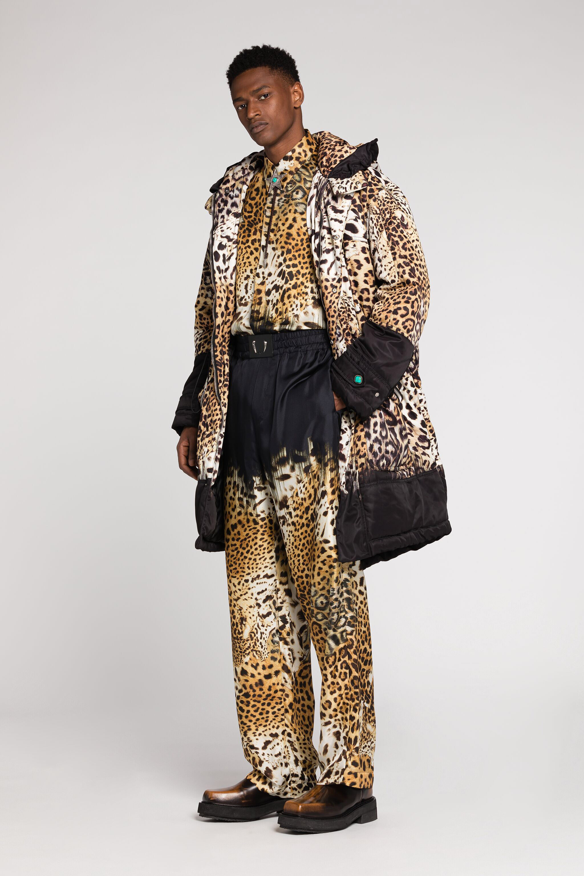 RC Leopard-Print Padded Coat Light brown RRT416-5R003