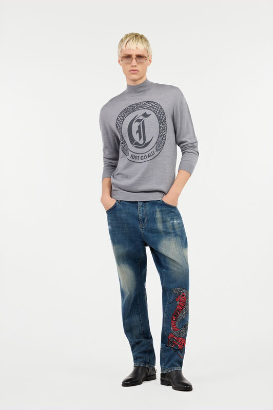 JC Grauer Pullover mit Logo GRIGIO MELANGE VFM003-VF051