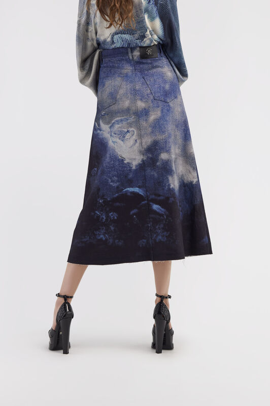 RC Skirt with Denim Wild Leda print Dark blue RWJ303-DSI16