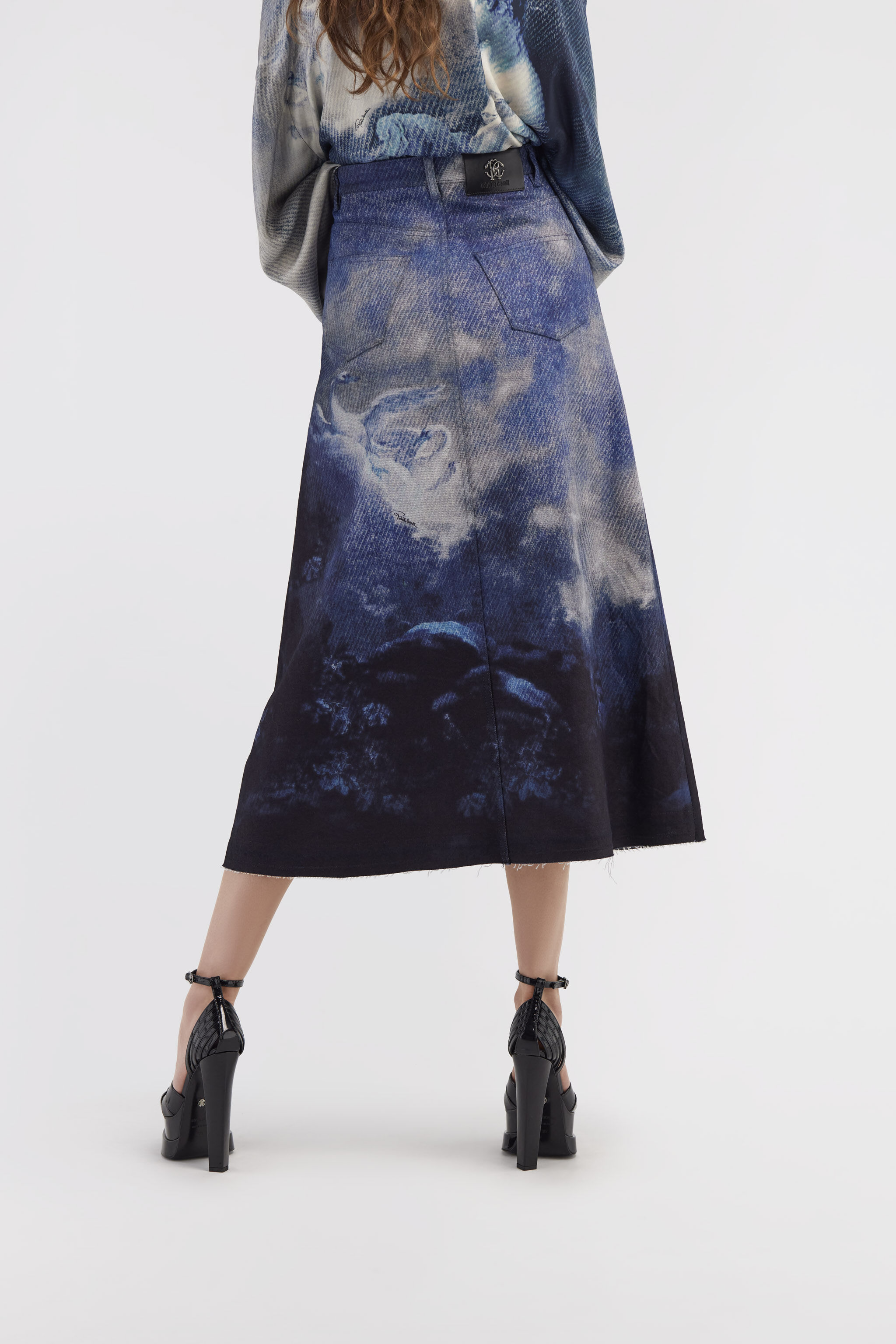 RC Skirt with Denim Wild Leda print Dark blue RWJ303-DSI16