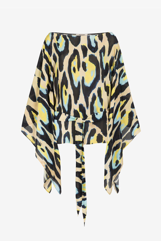 RC Animal-print draped blouse Yellow QKT725-FVF54