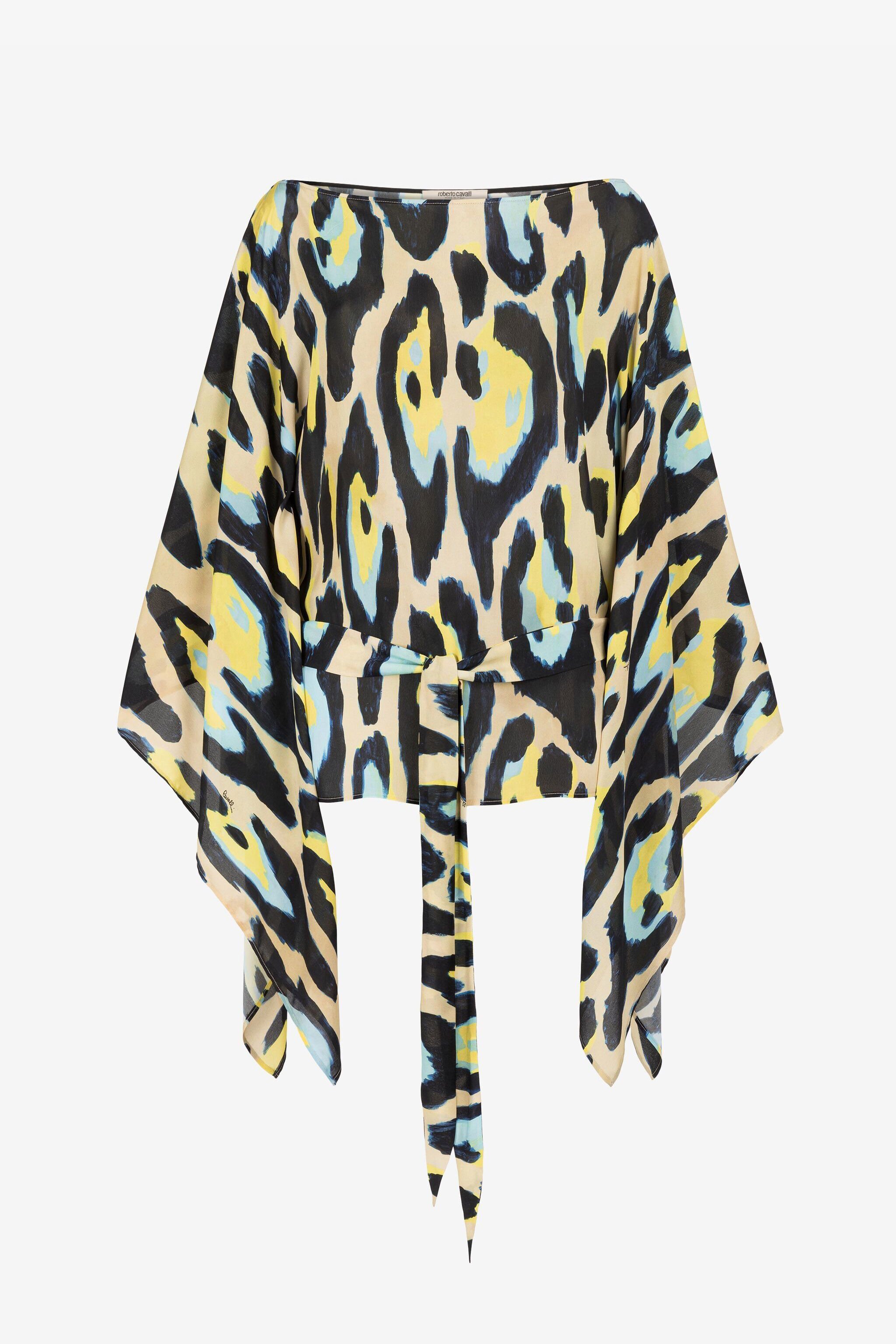 RC Animal-print draped blouse Yellow QKT725-FVF54