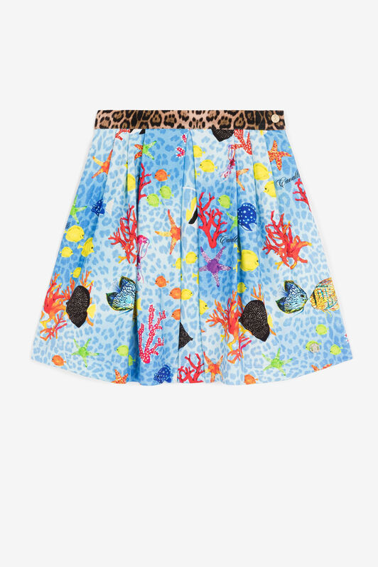 JU Sea-motif pleated skirt JU Sea-motif pleated skirt Light blue QJT311-7GG22