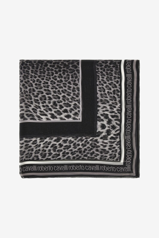 RC Scialle Roberto Cavalli con stampa GIAGUARO HERITAGE Grigio scuro SYI00G-2NL53