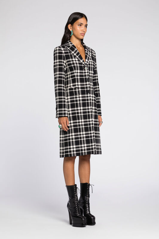 RC Plaid Single-Breasted Coat Black/White RKT504-FY076