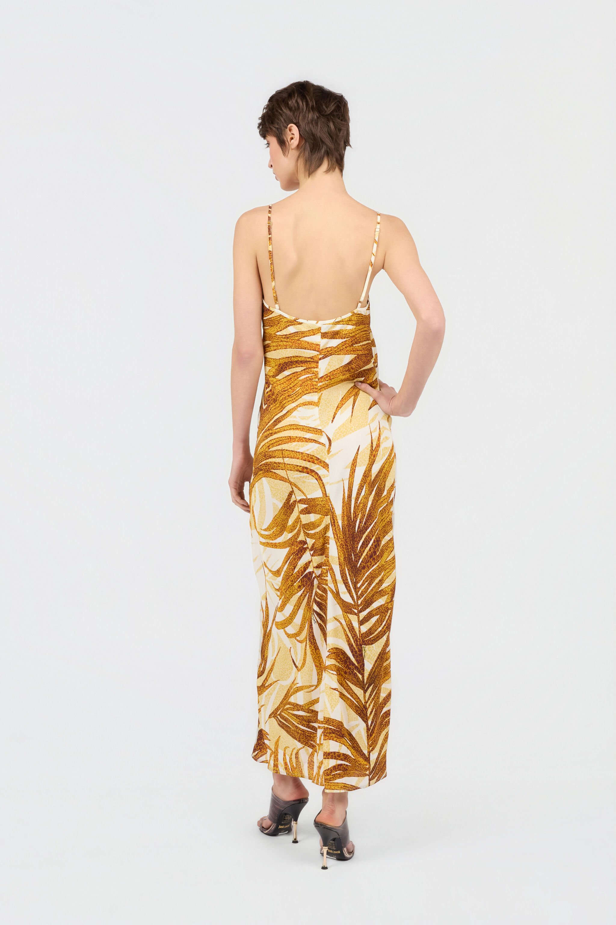 JC Golden Palm Print Dress DAFFODIL WFT313-WF711