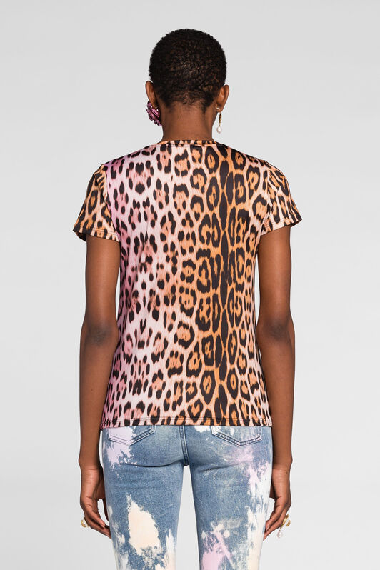 RC Leopard-print two-tone T-shirt RC Leopard-print two-tone T-shirt Fuchsia QKT60I-LNF53