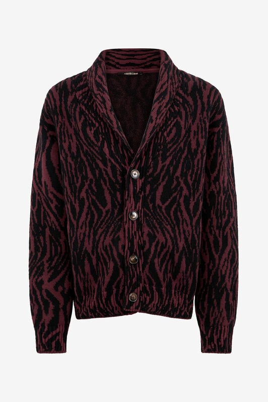 RC Cardigan In Misto Lana Stampa Animalier RED/BLACK ROM90F-MSS30