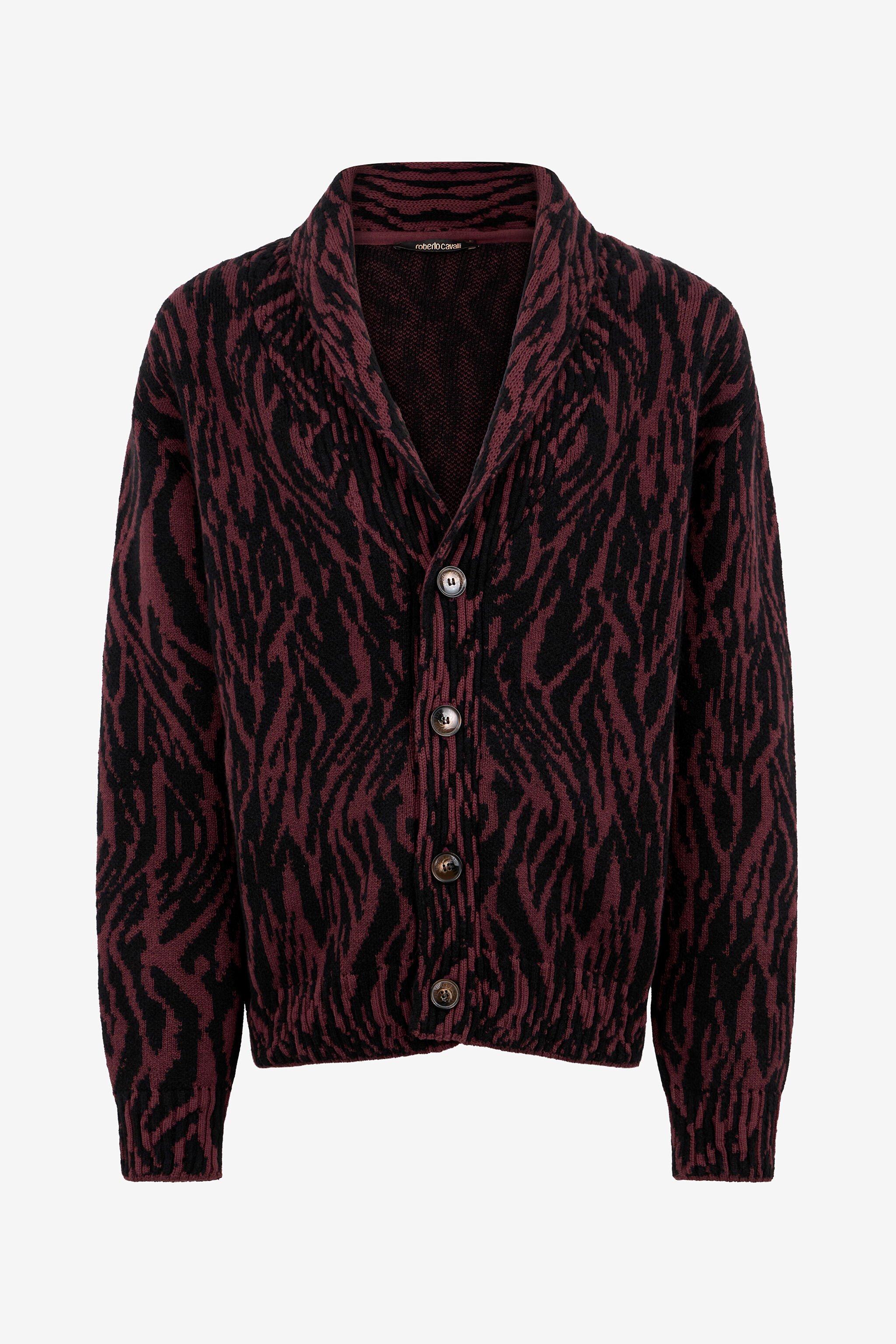 RC Cardigan In Misto Lana Stampa Animalier RED/BLACK ROM90F-MSS30