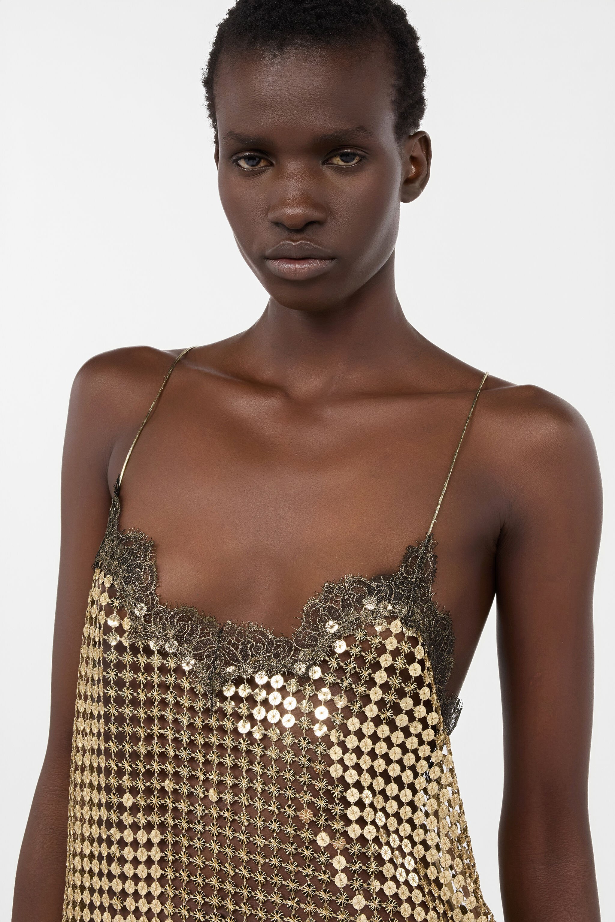 RC Top Dorato Con Pizzo E Paillettes RC Top Dorato Con Pizzo E Paillettes GOLD WWT607-TR007