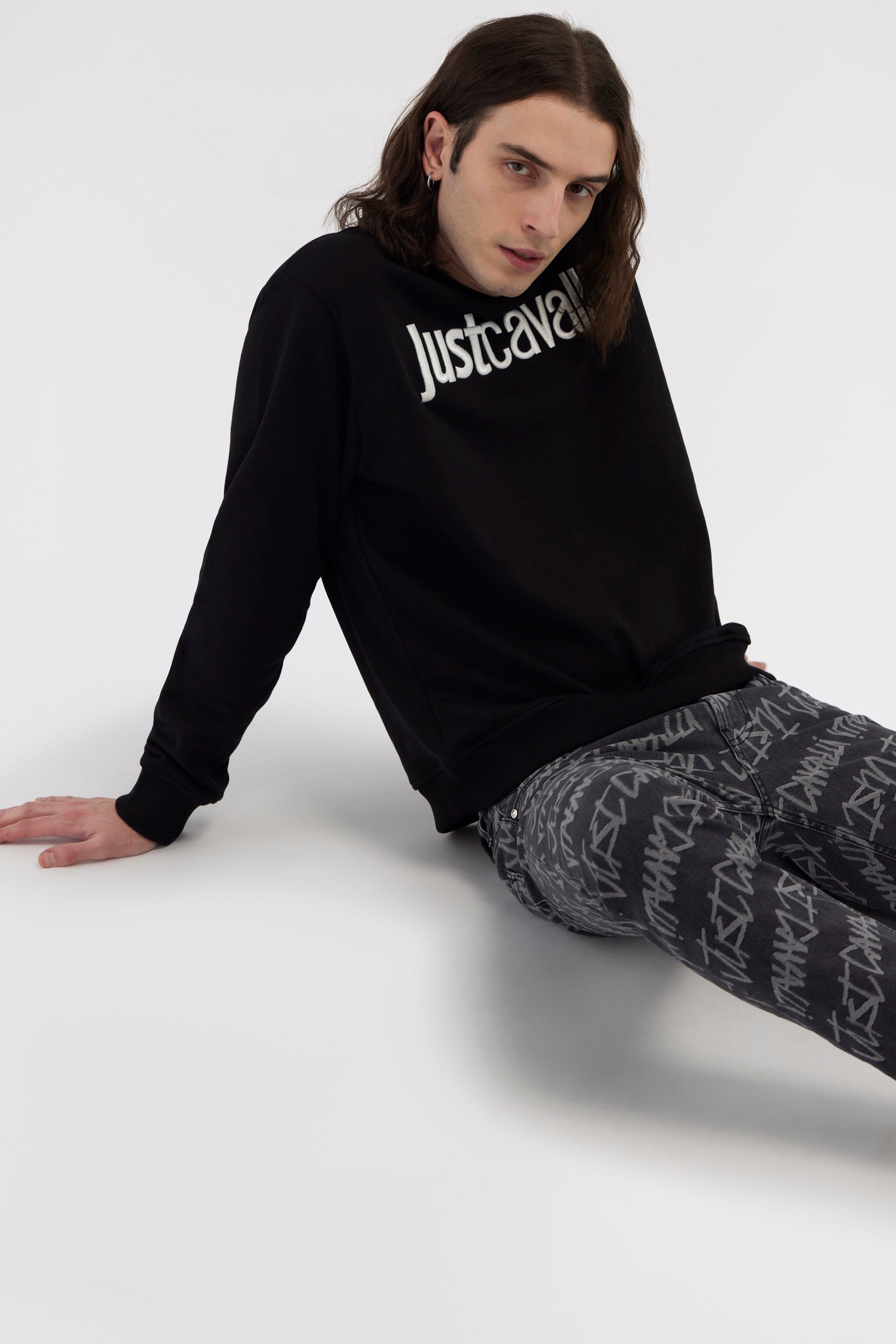 JC Just Cavalli Logo Sweatshirt Schwarz RRT971-RR233