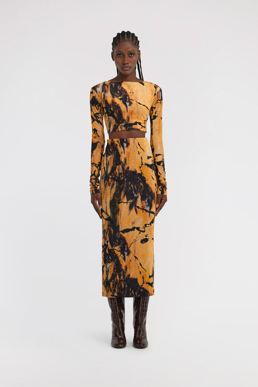 RC Marble Print Dress Gelb TWT115-CPN21
