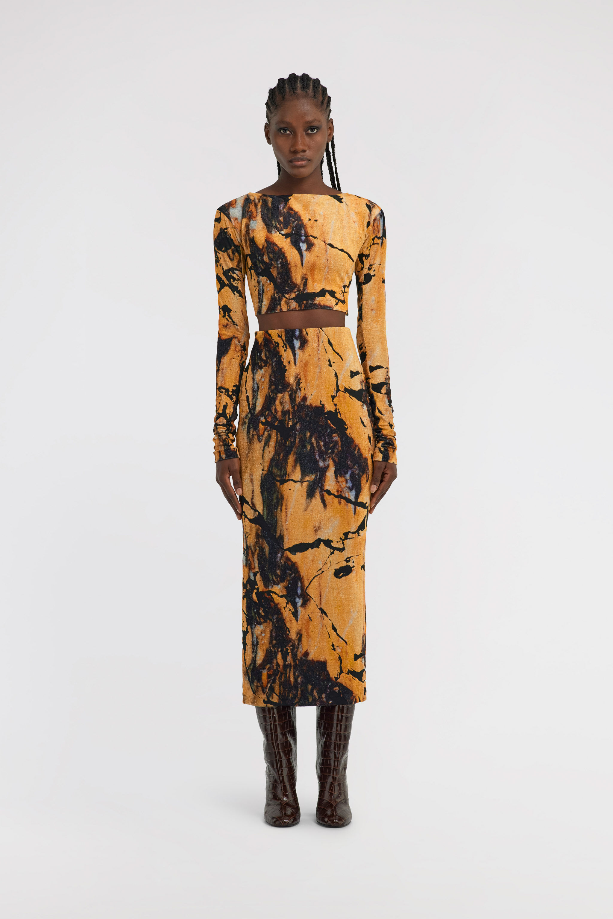 RC Marble Print Dress Gelb TWT115-CPN21