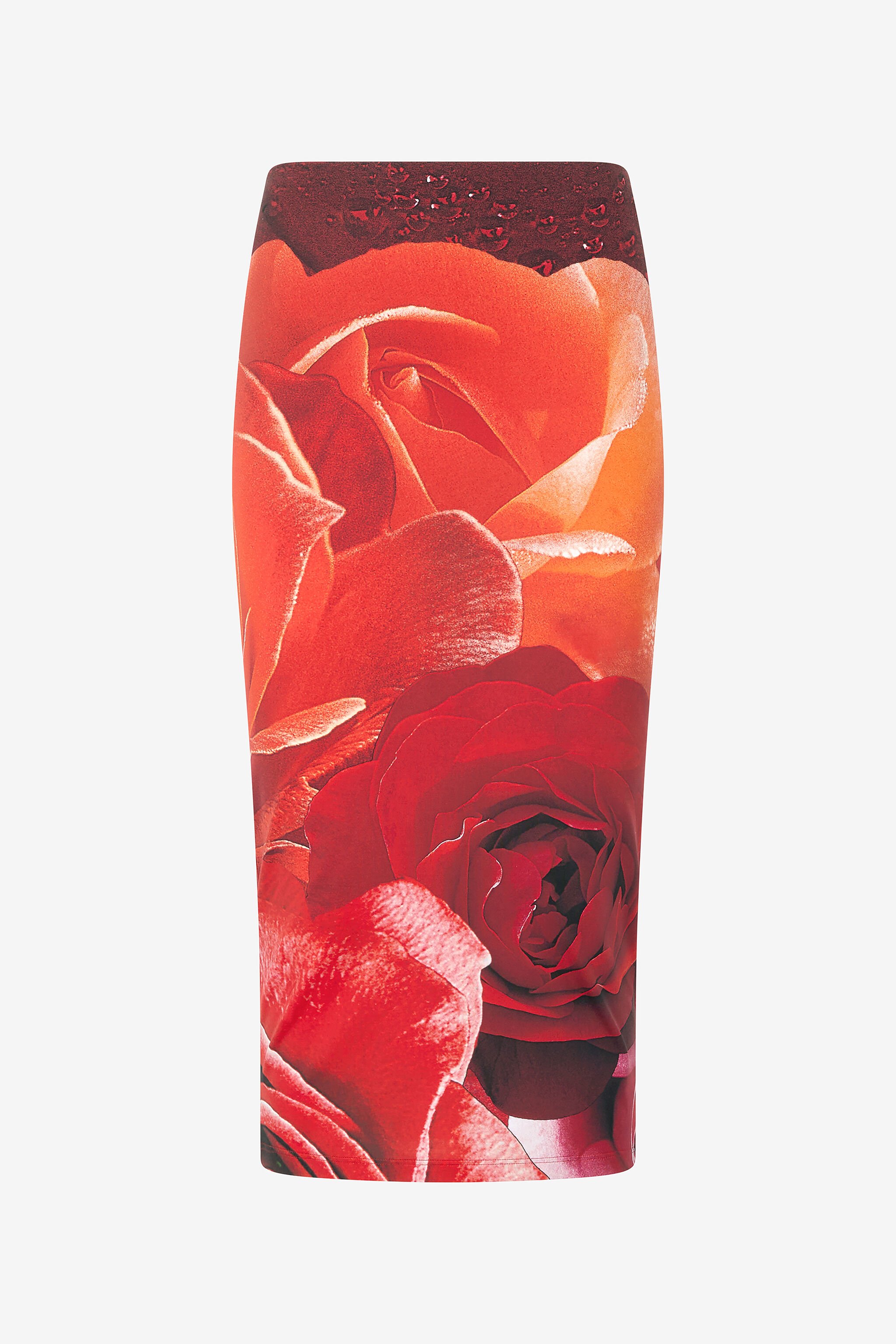 RC Pencil Skirt With Rose Print Red UKT300-LNN48