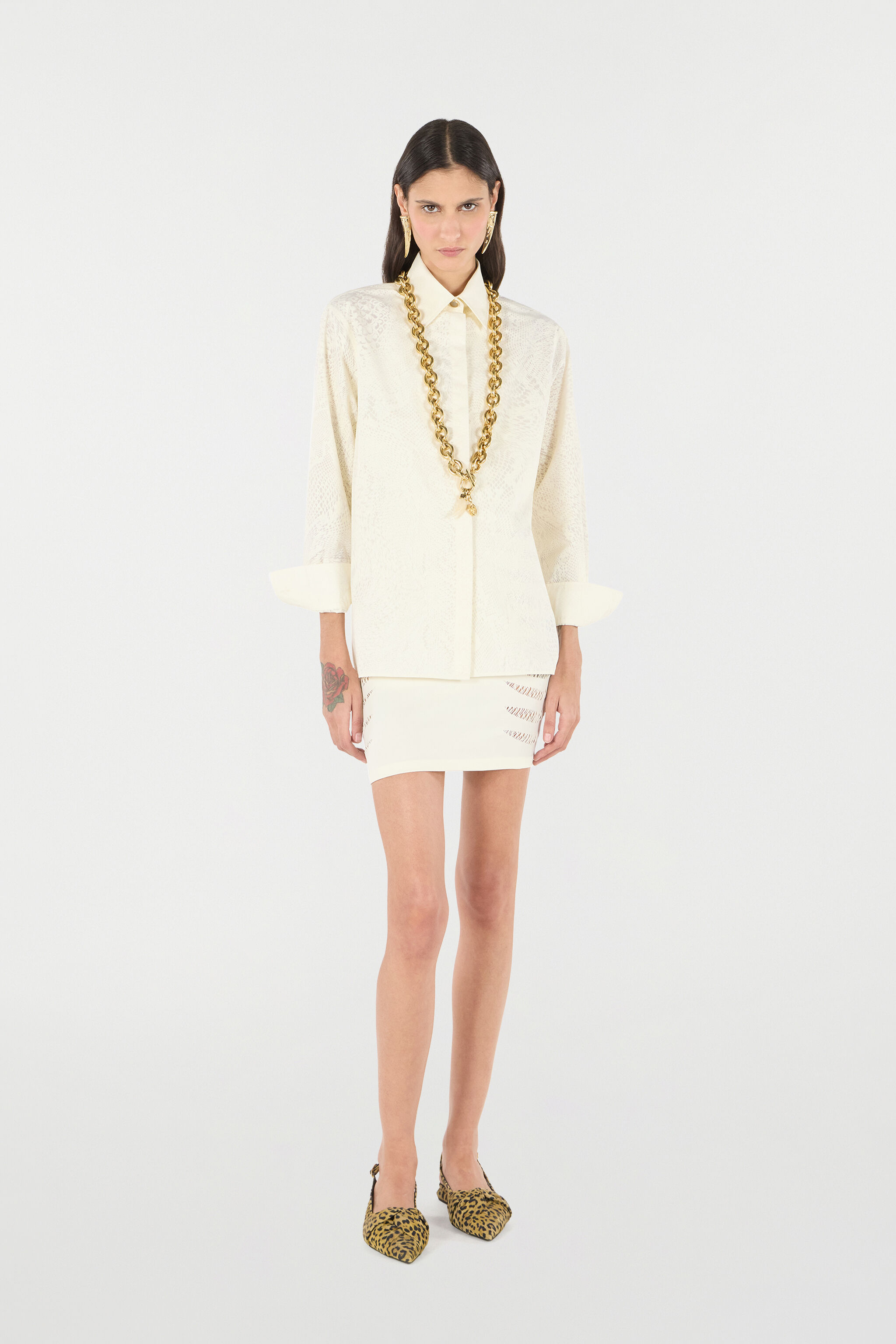 RC Chemise À Imprimé Python Ivoire UKT704-WNN53