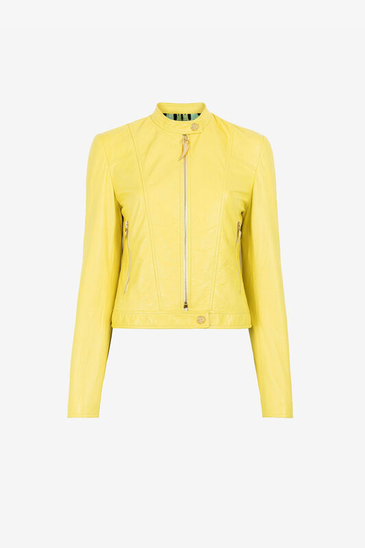 RC Zipped leather biker jacket Yellow QKP804-PN022