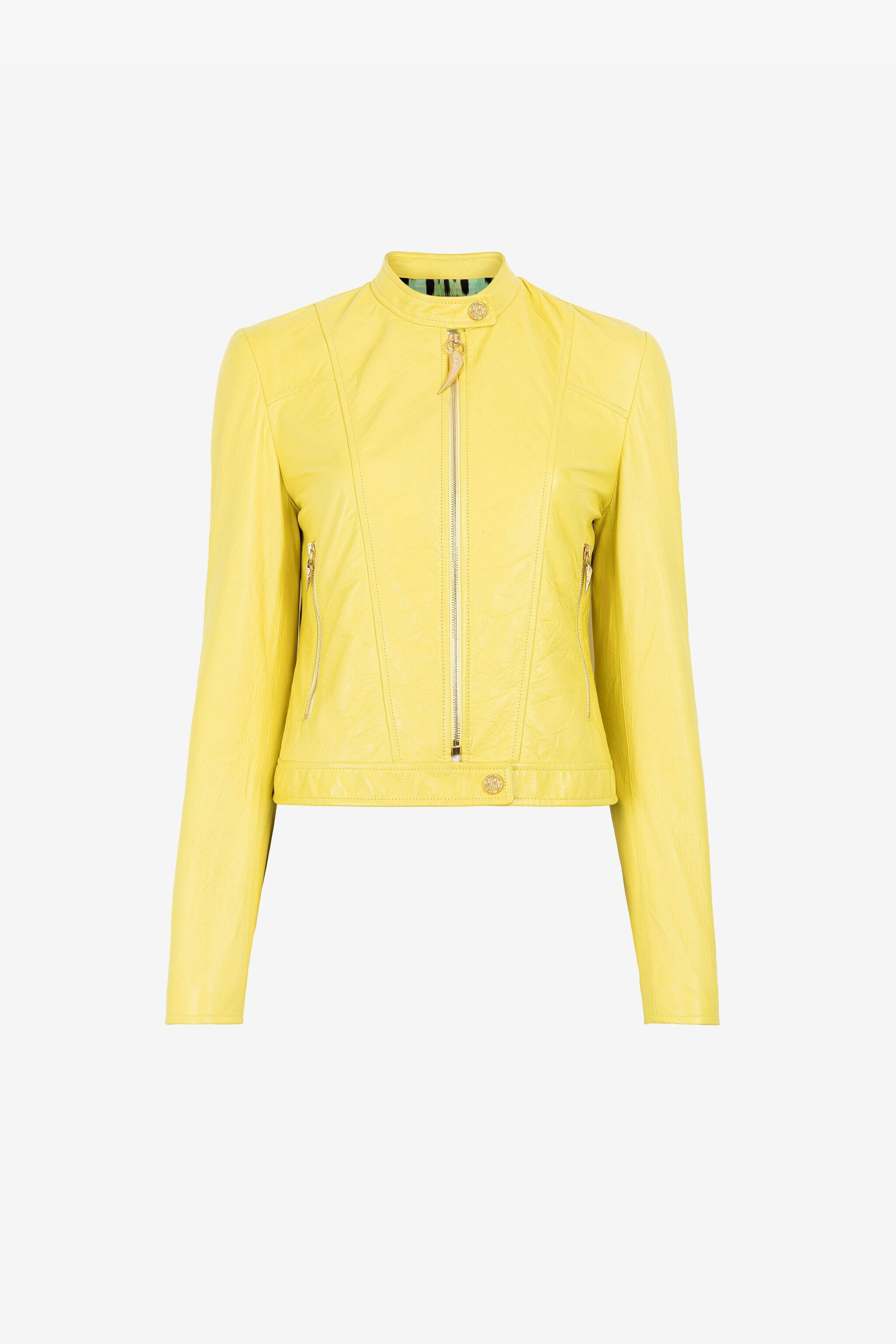 RC Zipped leather biker jacket Yellow QKP804-PN022
