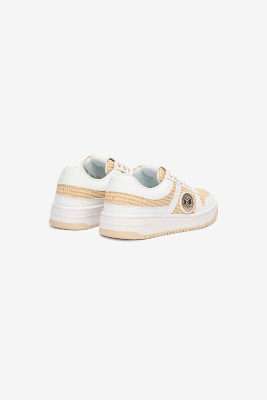 JC Sneakers Effet Raphia Tressé Marron clair/Blanc UFS040-UF362