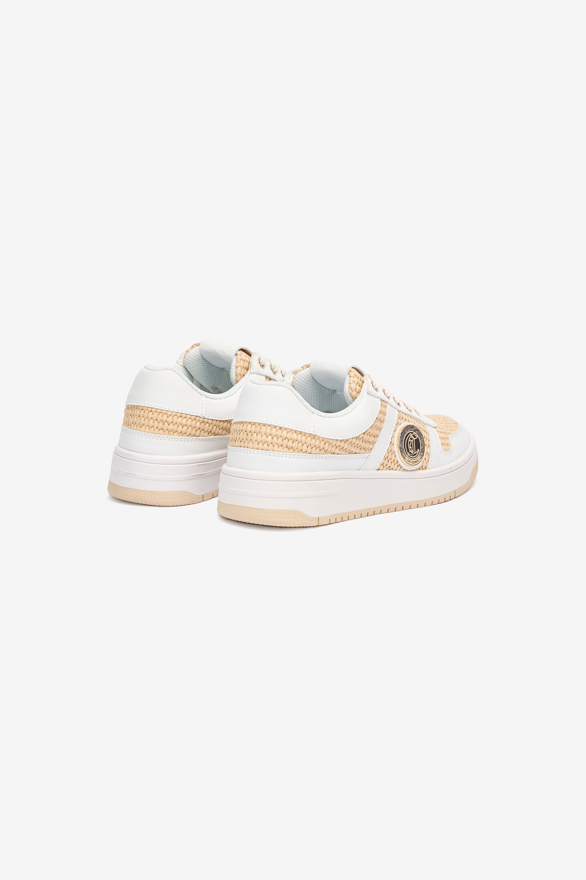 JC Sneakers Effet Raphia Tressé Marron clair/Blanc UFS040-UF362