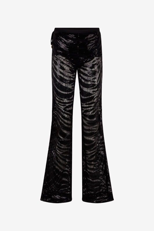 JC Flared Pants With Zebra Pattern And Sequins Black UFT083-UF122