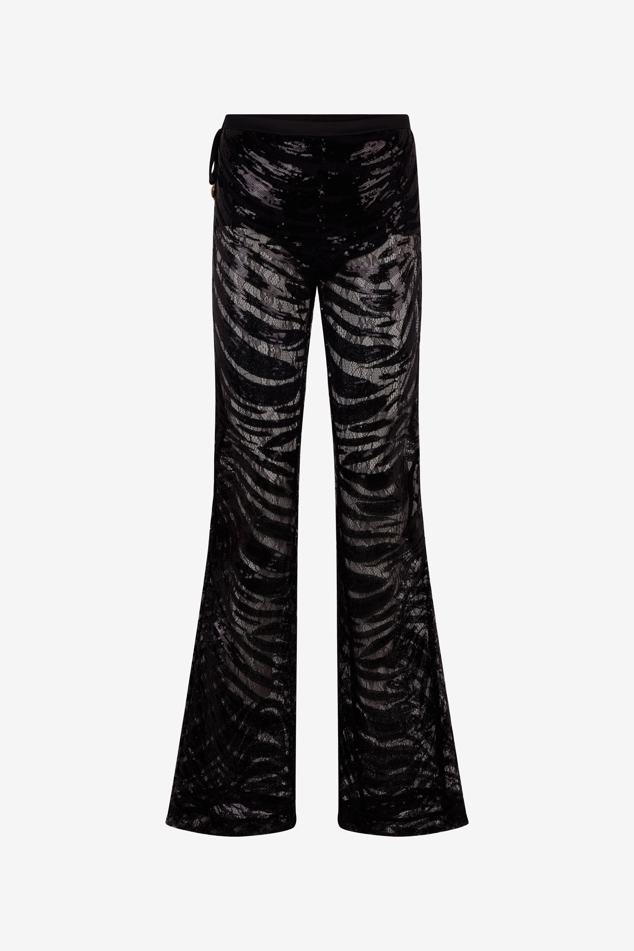 JC Flared Pants With Zebra Pattern And Sequins Black UFT083-UF122
