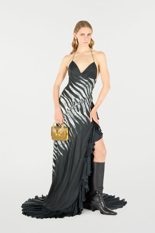 RC Langes Kleid mit Print Zebra Schwarz/Weiß UKT107-4QN50