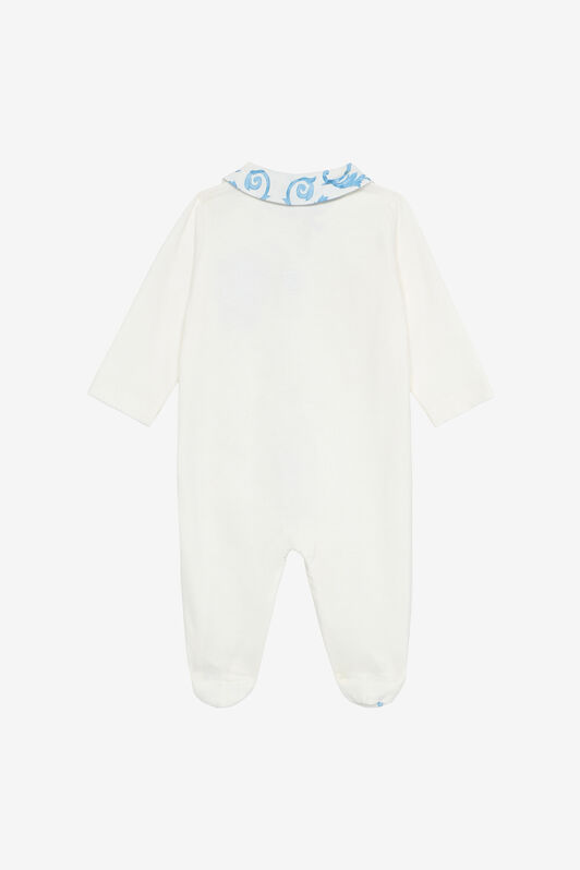 JU Hat, Bib And Romper Suit Set With RC Monogram And Print Light blue UJT827-JD001