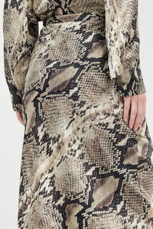 RC Long Silk Skirt with Python Print Light Brown VWT302-TYQ75