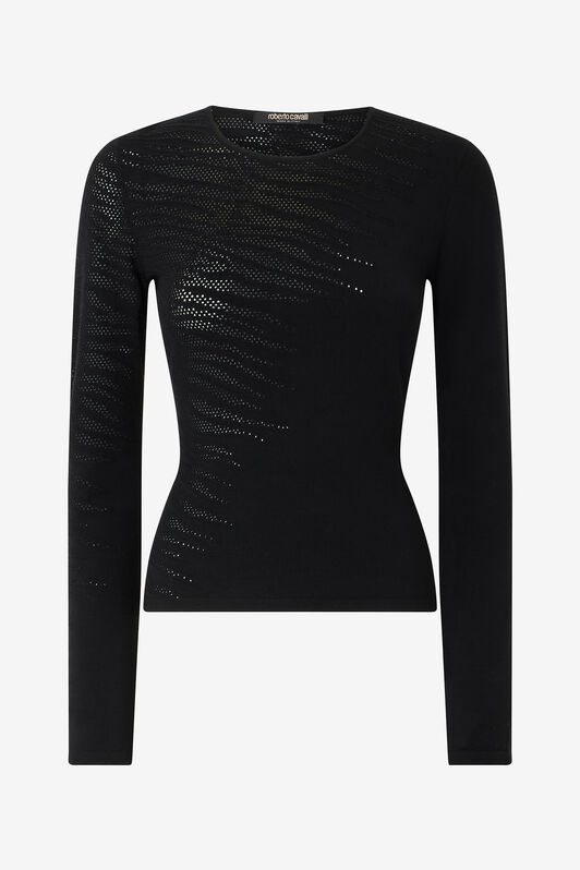 RC Pullover Mit Motiv Tiger Skin Samt Lochmuster Schwarz UKM602-MQ014