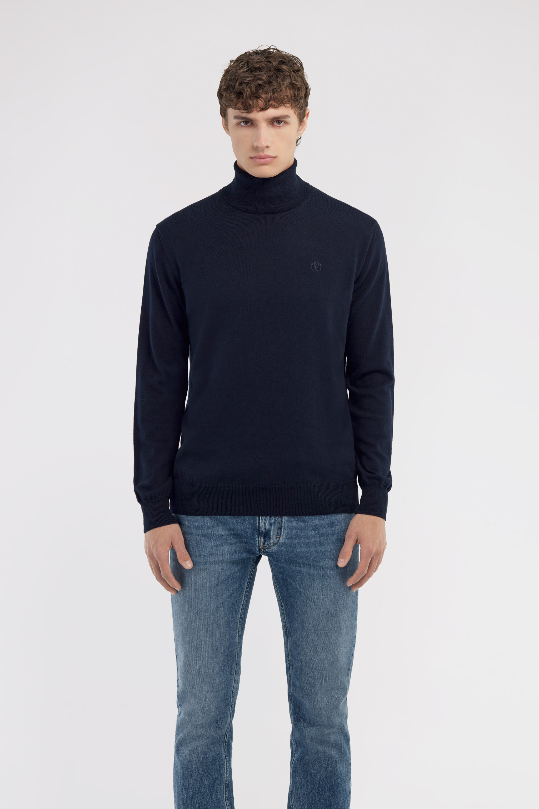 RC Turtleneck sweater with RC Bleu foncé NOM01C-MQ030
