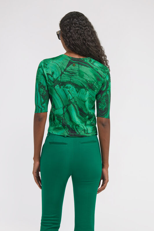 RC Malachite Print Short sleeve Knit Green TKM612-MQ014