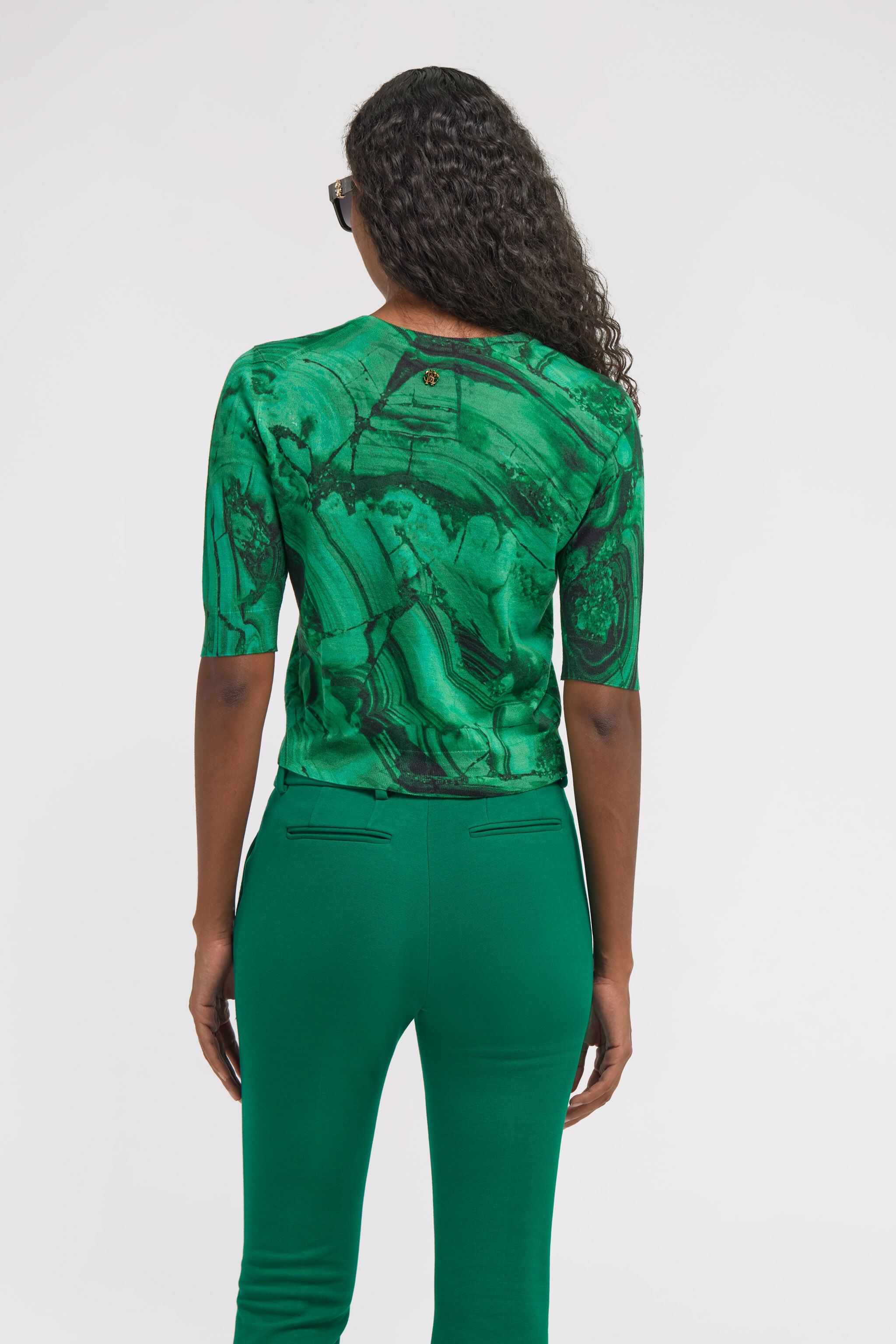 RC Malachite Print Short sleeve Knit Green TKM612-MQ014