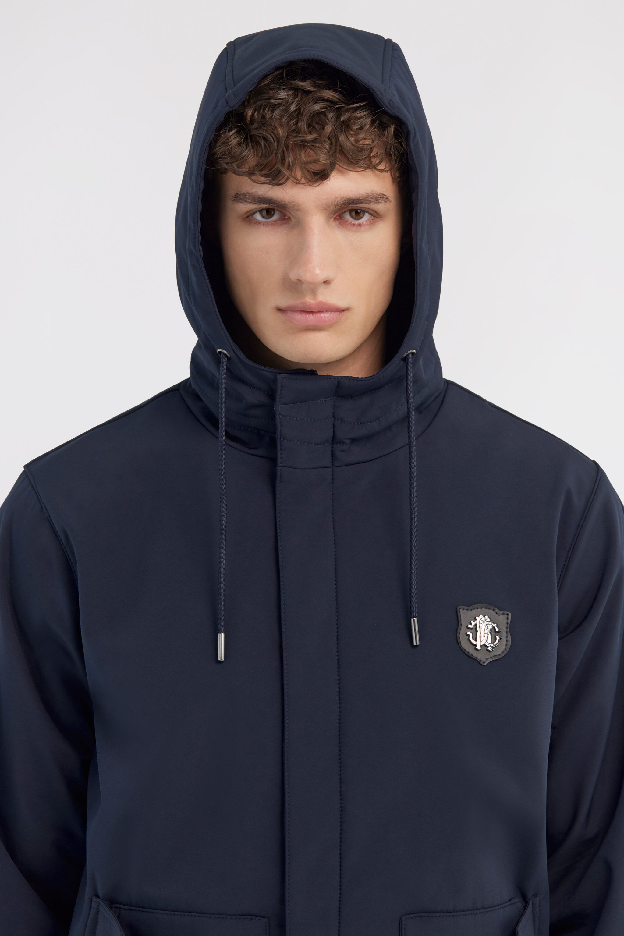 RC Long padded down jacket with logo Bleu foncé NOT40M-SB001