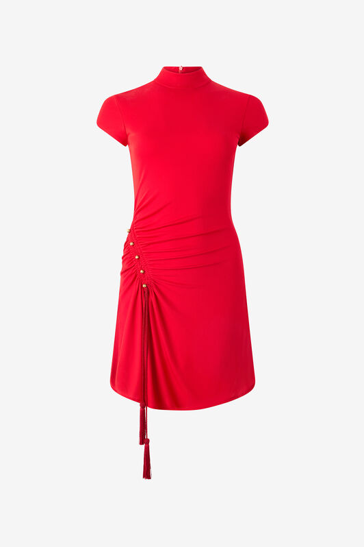 RC Mini Dress with Gathered Detail RC Mini Dress with Gathered Detail Red VQT143-JE034