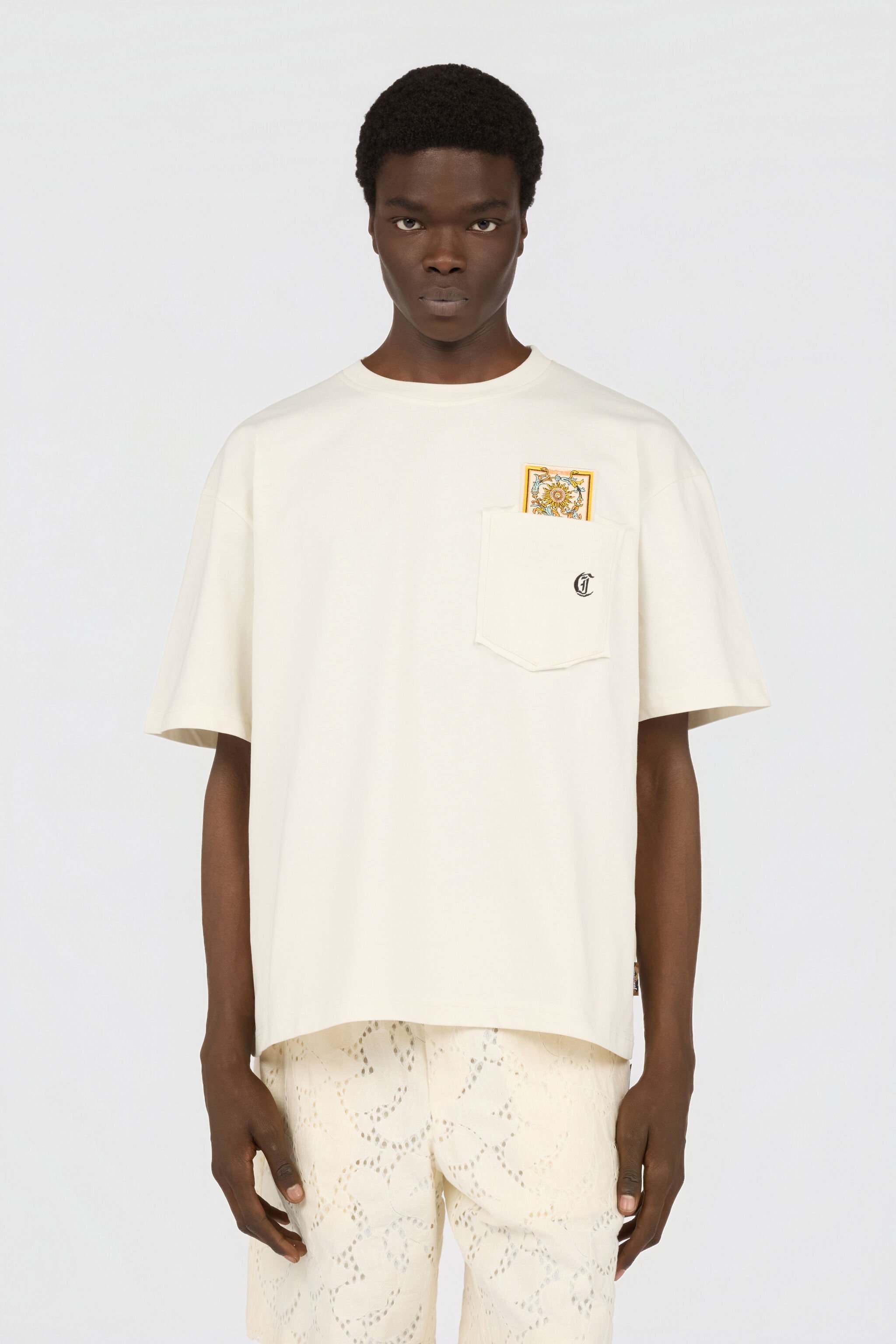 JC Ivory T-Shirt With Embroidered Persian Tarot Detail OFF WHITE WFT093-WF123